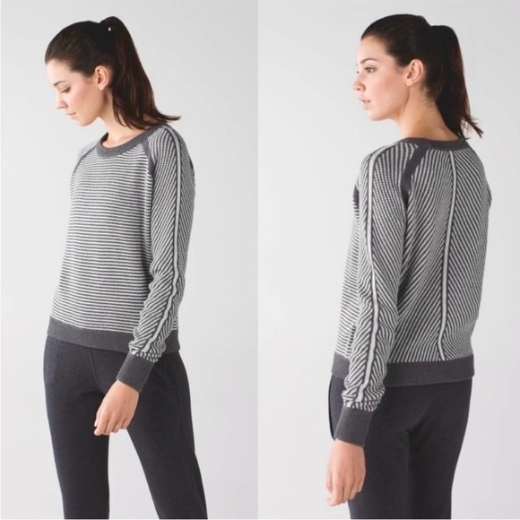 Lululemon Devi Crew Sweater Heathered Dark Grey / Heathered Light Grey | Size 8 - Picture 1 of 12